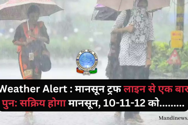 Weather Alert : मानसून ट्रफ लाइन से एक बार पुन: सक्रिय होगा मानसून, 10-11-12 को 15 जिलों में होगी  बारिश