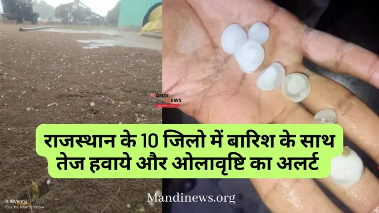 पश्चिमी विक्षोभ सक्रीय होने से राजस्थान के 10 जिलो में बारिश के साथ तेज हवाये और ओलावृष्टि का अलर्ट
