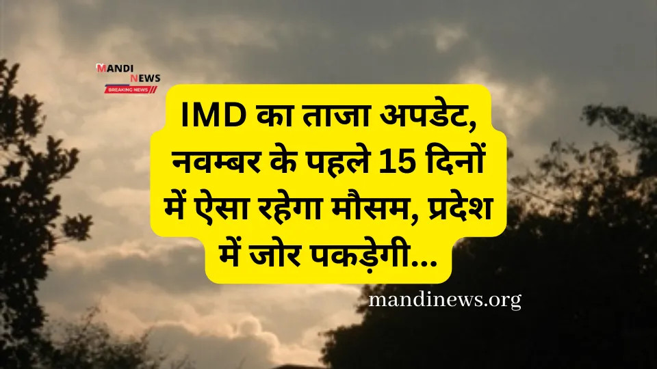 IMD का ताजा अपडेट, नवम्बर के पहले 15 दिनों में ऐसा रहेगा मौसम, प्रदेश में जोर पकड़ेगी…